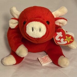 TY Beanie Babies SNORT the red bull 1995 vintage 90s toy plush stuffed animal